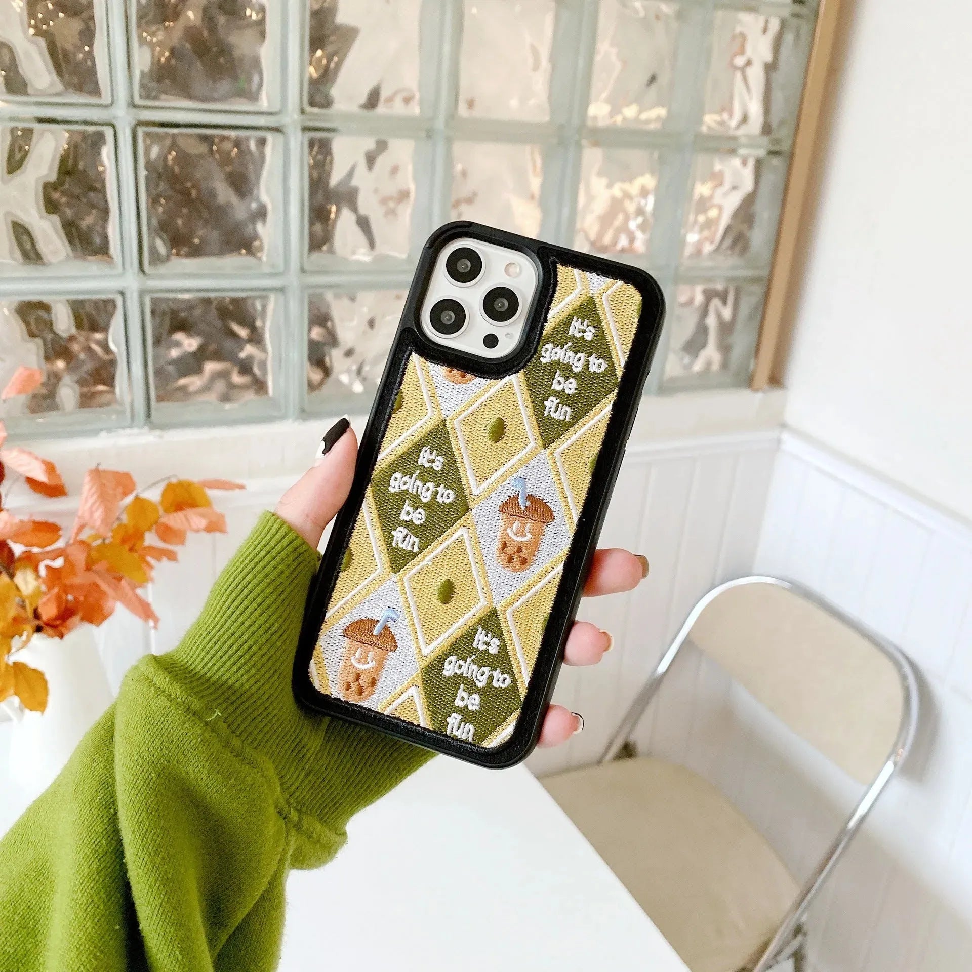 Heavy Industry Embroidery Milk Tea Protective Cover - Bellarte Enchanté Heavy Industry Embroidery Milk Tea Protective Cover